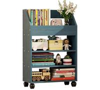 PEBFHSQW Carrello Porta Libri Versatile Con Ruote - Organizer Mobile Sottoscrivania Per Libri E Articoli Per Ufficio, Design Compatto Con Ripiani(Blu,4 layers)