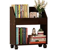 PEBFHSQW Carrello Porta Libri Versatile Con Ruote - Organizer Mobile Sottoscrivania Per Libri E Articoli Per Ufficio, Design Compatto Con Ripiani(Brown,2 layers)