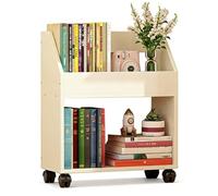 PEBFHSQW Carrello Porta Libri Versatile Con Ruote - Organizer Mobile Sottoscrivania Per Libri E Articoli Per Ufficio, Design Compatto Con Ripiani(bianca,2 layers)