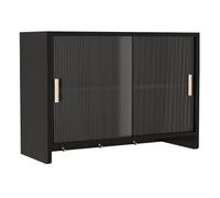 PEBFHSQW pensile Mobile Contenitore A Parete Con Ganci - Credenza Multiuso Per Soggiorno, Camera Da Letto, Ingresso E Piccola Cucina, Con Ante E Ripiani Sospesi(Black,78 * 30 * 58cm)