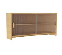 PEBFHSQW pensile Mobile Contenitore A Parete Con Ganci - Credenza Multiuso Per Soggiorno, Camera Da Letto, Ingresso E Piccola Cucina, Con Ante E Ripiani Sospesi(Wood,120 * 30 * 58cm)