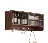 PEBFHSQW pensile Mobiletto Da Parete Con Ganci, Ripiani E Ante Scorrevoli, Organizer Per Cucina, Soggiorno, Ingresso, Ufficio, Studio, Mobiletto Decorativo Da Parete(Brown,80 * 28 * 45cm)