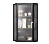 PEBFHSQW pensile Pensile Angolare Triangolare A Parete Mobile Pensile Per La Casa Con Anta In Vetro Mensola Galleggiante Decorativa Mobiletto Bagno Soggiorno(Black)