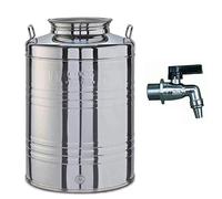 PEBSHOP Contenitore Bidone Fusto per Olio ed Alimenti in Acciaio Inox (30 LITRI Ø 37,5 x H. 38 cm.)