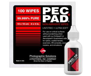 PEC-12 Photographic Emulsion Cleaner Kit and PEC-PAD Lint Free Non-Abrasive Wipes 4"x4" 100 Sheets per/Pkg - For Cleaning Film, Photo Negative, B&W Slide - Dropper Tip (59ml) 2oz