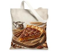 Pecan Pie - Borsa tote in tela, stile rustico, vintage, con noci di grano, per il Ringraziamento, 33 x 38 cm