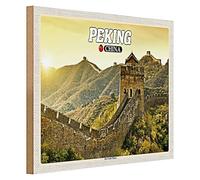 Pechino | Cina | La Grande Muraglia | Targa in legno | 40 cm x 30 cm