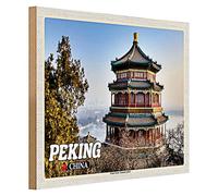 Pechino | Cina | Palazzo Imperiale estivo | Targa in legno | 40 cm x 30 cm