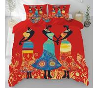 Pechiwuo Set Copripiumino Matrimoniale Tribù Africana Biancheria da Letto in Morbida Microfibra Inverno 3D Cultura Africana Copripiumino 240x260 cm e 2 Federe 50x80 cm con Zippere V555