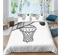 Pechiwuo Set Copripiumino Singol Pallacanestro Biancheria da Letto in Morbida Microfibra Inverno 3D Pallacanestro Copripiumino 135x200 cm e 2 Federe 50x80 cm con Zippere V667