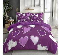 Pechiwuo Set Copripiumino una Piazza e Mezza Cuore Viola Biancheria da Letto in Morbida Microfibra 3D Geometria Copripiumino 200x200 cm e 2 Federe 50x80 cm con Zippere R1318