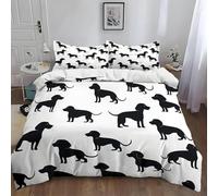 Pechiwuo Set Copripiumino una Piazza e Mezza Nero Biancheria da Letto in Morbida Microfibra Inverno 3D bassotto Copripiumino 200x200 cm e 2 Federe 50x80 cm con Zippere T168