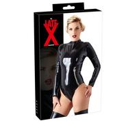 Pechschwarzer E Molto Lucido Langarm-Body. Compreso Cerniera Lampo, Der