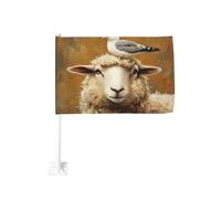 Pecora Con Un Elegante Gabbiano Bandiera Auto Esterna Finestra Clip 30x45 Cm Doppio Lato Decorazione Auto