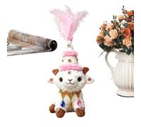 Pecora di Peluche con Collana e Cappello 34,8 cm Simpatico AnimaGiocattolo | Agnello Giocattolo per Adulti Compleanno Soggiorno Camera da Divano Scaffale Comodino Scrivania Decorazione