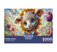 Pecora Elfo Jigsaw Puzzle Impossible 1000Pcs Campo di girasoli Decorazione Per La Casa. Giochi Rilassamento E Intelligence Per Adulti E Ragazzi Da 14 Anni 38x26cm/1000pcs