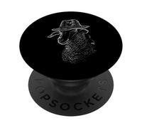 Pecora fresca che indossa Fedora Hat Line Art PopSockets PopGrip Adesivo