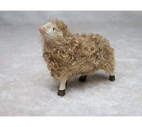 Pecora in piedi con lana beige, 3,5 cm, 100% fatta a mano, fatta a mano