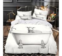 Pecora nella vasca da bagno Set Di Copripiumino Set di 3 Pezzi stampa 3D con federe per cuscini con cerniera illustrazione di animali stravaganti copripiumino for adulti e bambini Single（135x200cm）