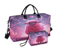 Pecora Rosa Stellata Borsa da Palestra Sportiva da Nuoto con Trucco Sacchetto Borsone Tracolla per Donna Viaggio