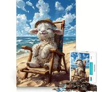 Pecora su una sedia a sdraio Puzzle da 1000 pezzi per adolescenti Richiamo Miglioramento Calma Mente Clear Cut Arte Collezionabile 50x75cm
