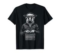 Pecora Tiene Radio Headpone Art Animal Graphic Sheep Maglietta