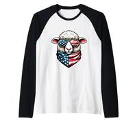 Pecore 4 luglio American Independence Day USA Patriotic Maglia con Maniche Raglan