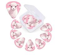 Pecore bianche su sfondo rosa Stampa Plettro per chitarra Confezione da 12 con custodia per plettro per chitarra Plettro per chitarra 0,46 mm 0,96 mm 0,71 mm Accessori per chitarra per basso chitarra