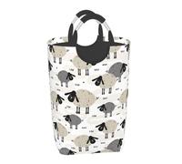 Pecore, Cesto portabiancheria pieghevole, Grande contenitore portaoggetti resistente con manici, 50 litri