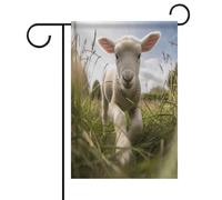 Pecore che corrono sull'erba, decorazioni pasquali per esterni con colori vivaci, bandiera da giardino su entrambi i lati, 30 x 45 cm, decorazioni primaverili per veranda, patio, prato, giardino.