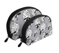 Pecore divertenti, Borsa per trucco a conchiglia Portamonete da donna Borsa da toilette piccola Borsa per cosmetici 2 pezzi
