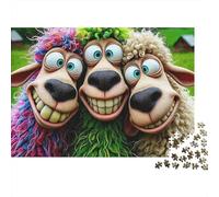 Pecore Divertenti Cartoon Puzzle per Adulti Puzzle 1000 Pezzi Carta Scena di Gruppo Amicizia Relax Attività Famiglia Decorazione Regalo 70x50cm/1000pcs
