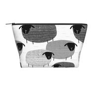 Pecore divertenti su sfondo grigio, Borsa da toilette Borsa per trucco Borsa per cosmetici Borsa da toilette da viaggio portatile