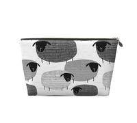 Pecore divertenti su sfondo grigio, Borsa per il trucco Borsa per cosmetici Borsa da toilette da viaggio portatile Borsa da toilette