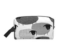 Pecore divertenti su sfondo grigio, Borsa per il trucco Borsa per cosmetici Borsa da viaggio portatile da viaggio Borsa per trucco Organizer