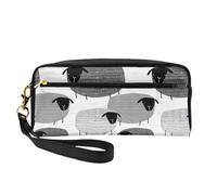 Pecore divertenti su sfondo grigio, Borsa per il trucco Borsa per cosmetici Borsa da viaggio portatile da toilette Astuccio in pelle per donne e ragazze
