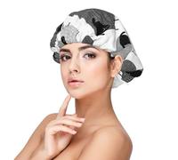 Pecore divertenti su sfondo grigio,Cuffia da notte in raso per adulti - Cuffia da notte elastica per donna, copricapelli per la notte