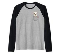 Pecore in Tasca Sbirciando Carino Pecora Animale Maglia con Maniche Raglan