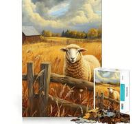 Pecore in un campo, puzzle da 1000 pezzi per adulti, rompicapo rilassante e divertente, assemblaggio di immagini, una piacevole sorpresa 38x26cm