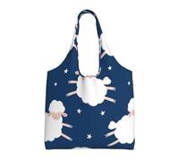 Pecore in un cielo stellato,Borse riutilizzabili, borse della spesa, borsa a tracolla in tela di grande capacità