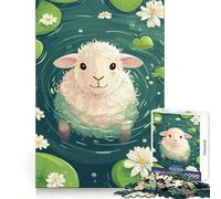 Pecore in uno stagno con ninfee - Puzzle da 1000 pezzi per adulti - Gioco di puzzle per stimolare la mente, calma e relax - Decorazione murale 50x75cm