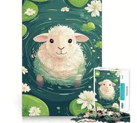 Pecore in uno stagno con ninfee - Puzzle da 1000 pezzi per adulti - Gioco di puzzle per stimolare la mente, calma e relax - Decorazione murale 50x75cm