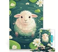 Pecore in uno stagno con ninfee, puzzle da 1000 pezzi per adulti, gioco per esercitare la mente, svago delicato, design da assemblare, regalo stagionale 38x26cm