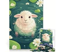 Pecore in uno stagno con ninfee, puzzle da 1000 pezzi per adulti, gioco per esercitare la mente, svago delicato, design da assemblare, regalo stagionale 38x26cm