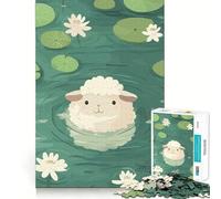 Pecore in uno stagno di ninfee - Puzzle da 1000 pezzi per adulti - Gioco di puzzle per stimolare la mente, calma e relax - Decorazione murale 38x52cm