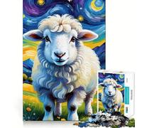 Pecore nella notte stellata - Puzzle per ragazzi da 1000 pezzi - Gioco di logica - Divertimento al chiuso - Bordo preciso - Pezzo da collezione 38x52cm