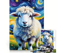 Pecore nella notte stellata - Puzzle per ragazzi da 1000 pezzi - Gioco di logica - Divertimento al chiuso - Bordo preciso - Pezzo da collezione 38x52cm