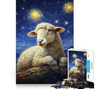 Pecore sotto una notte stellata - Puzzle da 1000 pezzi per adulti - Gioco di logica - Divertimento silenzioso - Taglio preciso - Regalo speciale 38x52cm
