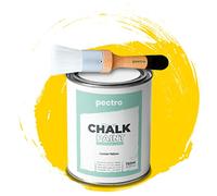 PECTRO Chalk Paint Vernice a Gesso 750ml + Pennello Tondo in Legno Pack - Pittura per Mobili Senza Carteggiare - Chalk Paint Bianco e Colori per legno Efetto Polvere (GIALLO LIMONE)