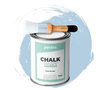 PECTRO Chalk Paint Vernice a Gesso 750ml + Pennello Tondo in Legno Pack - Pittura per Mobili Senza Carteggiare - Chalk Paint Bianco e Colori per legno Efetto Polvere - (AZZURRO PASTELLO)